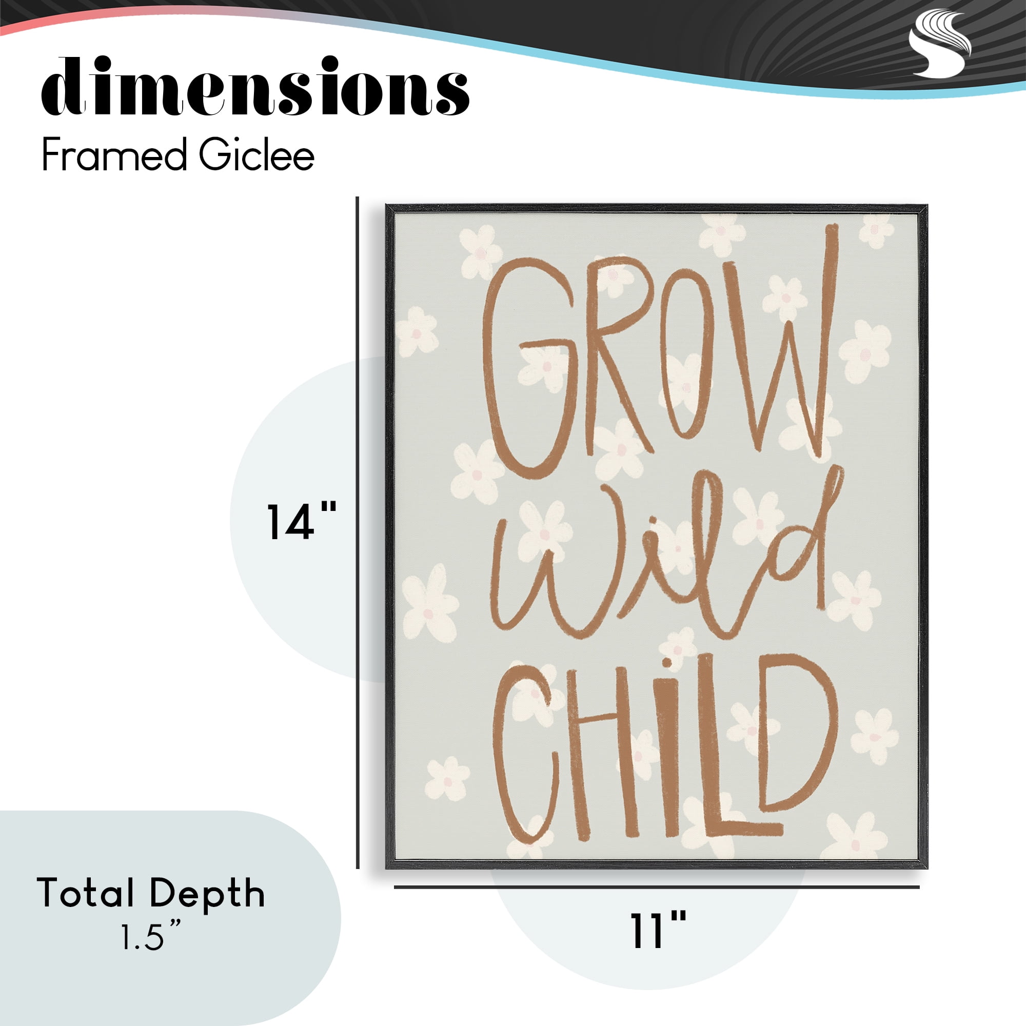 Grow Wild Child Flowers Black Framed Giclee Art, design by Katie Griggs