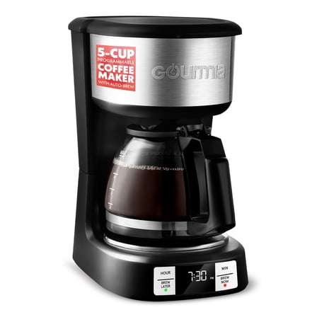 Gourmia 5 Cup Programmable Drip Coffee Maker with Brew Later, Black