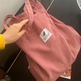 thumbnail image 3 of Corduroy Tote Bag, Women's Simple Shoulder Bag, Letter Patch Decor Handbag, 3 of 4