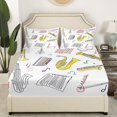 thumbnail image 3 of Music Bed Sheets Set Cartoon Mucical Notes Full Sheet Set for Kids Boys Girls Cute Saxophone Piano Pattern Sheets Mucic Theme Tromebone Top Sheet for Home, 3 of 7
