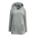 thumbnail image 6 of Women's Sweatshirt with Hoodies Long Sleeve Solid Color Workout Shirts Winter Casual Fashion Outdoor Blouse Tops Gray XL, 6 of 7