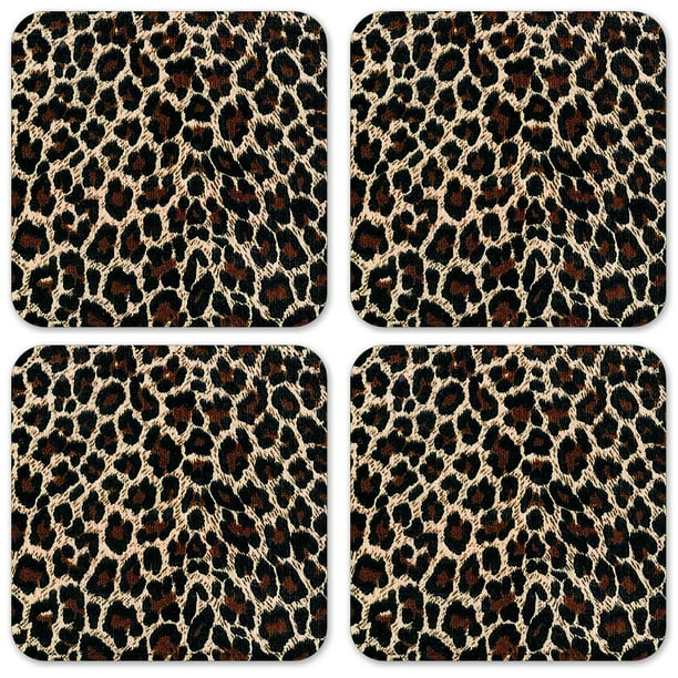 vinyl drink coasters set of 4 leopard print walmart