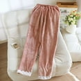 thumbnail image 5 of Women's Pajama Pants Plush Fleece Elastic Waistband Thickned Sleepwear Solid Color Winter Warmth Soft Comfy Relaxed Lounge Pj Pants, 5 of 9