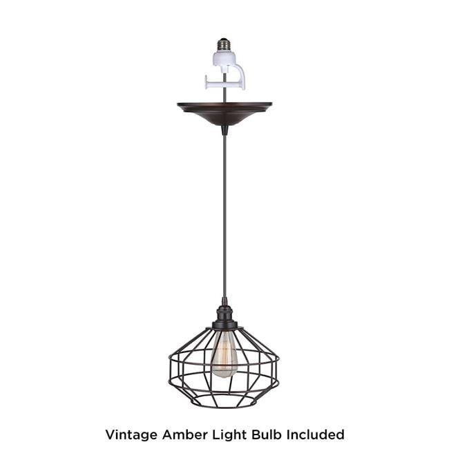 Worth Home Products Pkn 9411 8101 B Instant Pendant Recessed Light Conversion Kit Brushed Bronze Cage Shade With Vintage Bulb 10 X 8 88 In Canada 10 X Recessed Lighting