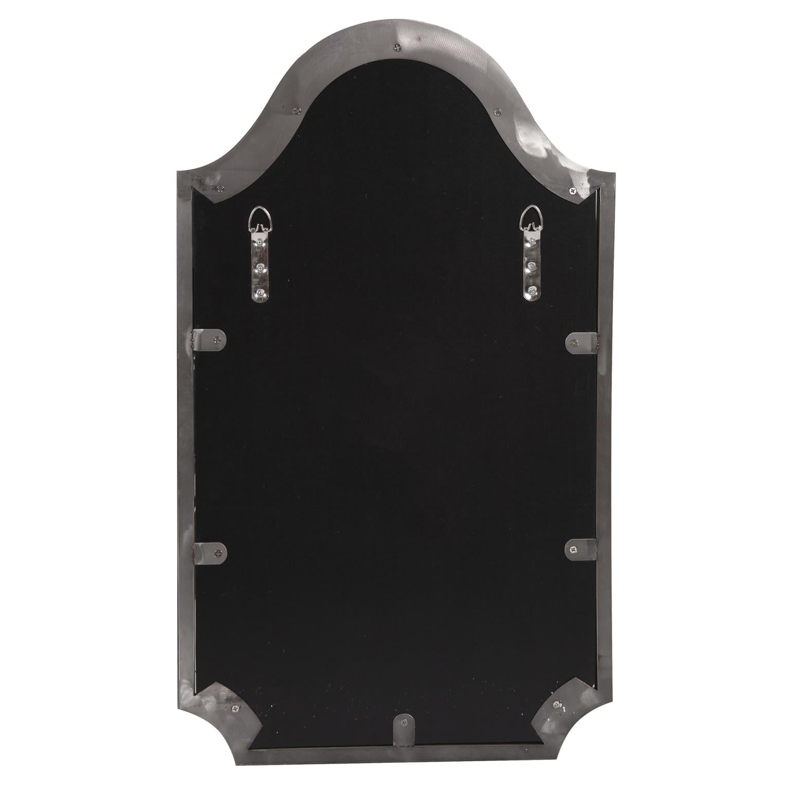 Tyler Dillon Stainless Steel Framed Hand Beveled Arched Shield Mirror 16"W x 27"H