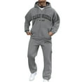 thumbnail image 2 of MLQIDK Men's Track Suits Big and Tall Workout Gym Casual Fleece Zip up Hoodie and Sweatpants Jogging Suit Sweatsuits Athletic Lounge Outfit 2 Piece Set Winter Suit Sets Dark Gray XL, 2 of 4