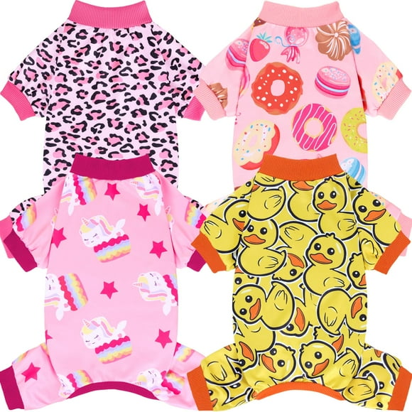 Pijama de perro XPUDAC a cuadros para perros y gatos pequeños, paquete de 4