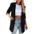 thumbnail image 2 of IROINNID Women's Comfy Mid-Length Coat Solid Color Open Front Long Sleeve Outwear, Black, 2 of 8