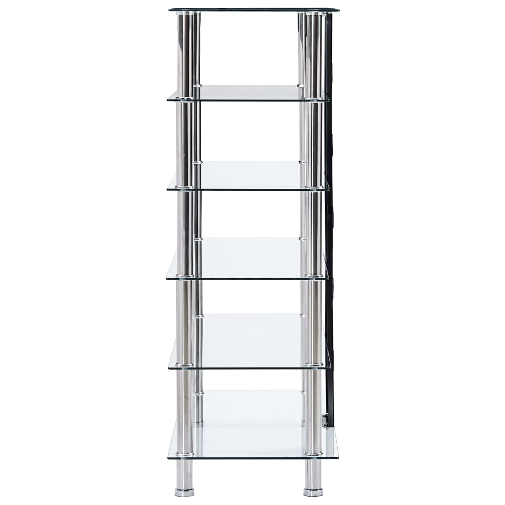 Kepooman 6 Tiers Tempered Glass Tv Stand for Home, Transparent Kepooman 6 Tiers Tempered Glass Tv Stand for Home, Transparent