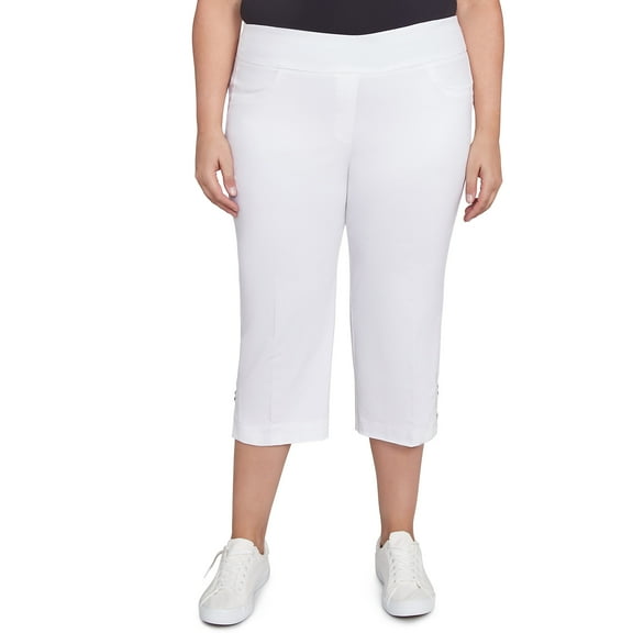Hearts Of Palm Womens Plus-Size Solid Pull-On Capri Pants With Detailed Split Hem