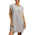 thumbnail image 1 of Birdeem Robe d'Été Ample Sans Manches Col Rond Coton Chanvre Robe Courte, 1 of 7