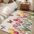 thumbnail image 3 of Area Rug 48×72in, Spring Tulips Butterfly Floor Carpet Living Room Rug, Rustic Pastoral Plant Retro Linen Non-Slip Welcome Mat Indoor Rugs for Bedroom Dining Room, 3 of 9