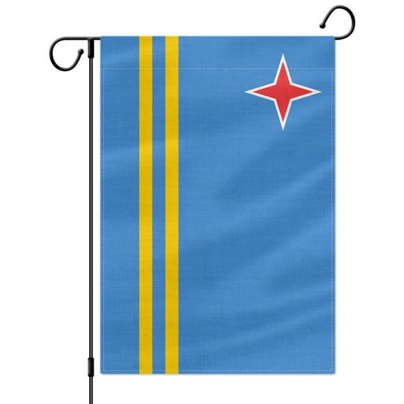 PTEROSAUR Aruba Garden Flag, 12.5x18 inch Double Sided Burlap for House Yard Lawn Indoor Outdoor Decor