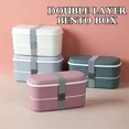 thumbnail image 3 of New Portable Leak-proof Food Double-layer Bento Box Lunch Box Lunch Box for Kids Food Container Food Storage Snack white 2, 3 of 6