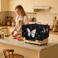 thumbnail image 3 of ZIATUBLES Butterfly Rose Print Toaster Oven Cover Stain Resistant Dust Protector with Side Pockets Cat Scratch Proof Kitchen Countertop Organization, Fits 18.5" x 14.5" x 9", 3 of 8