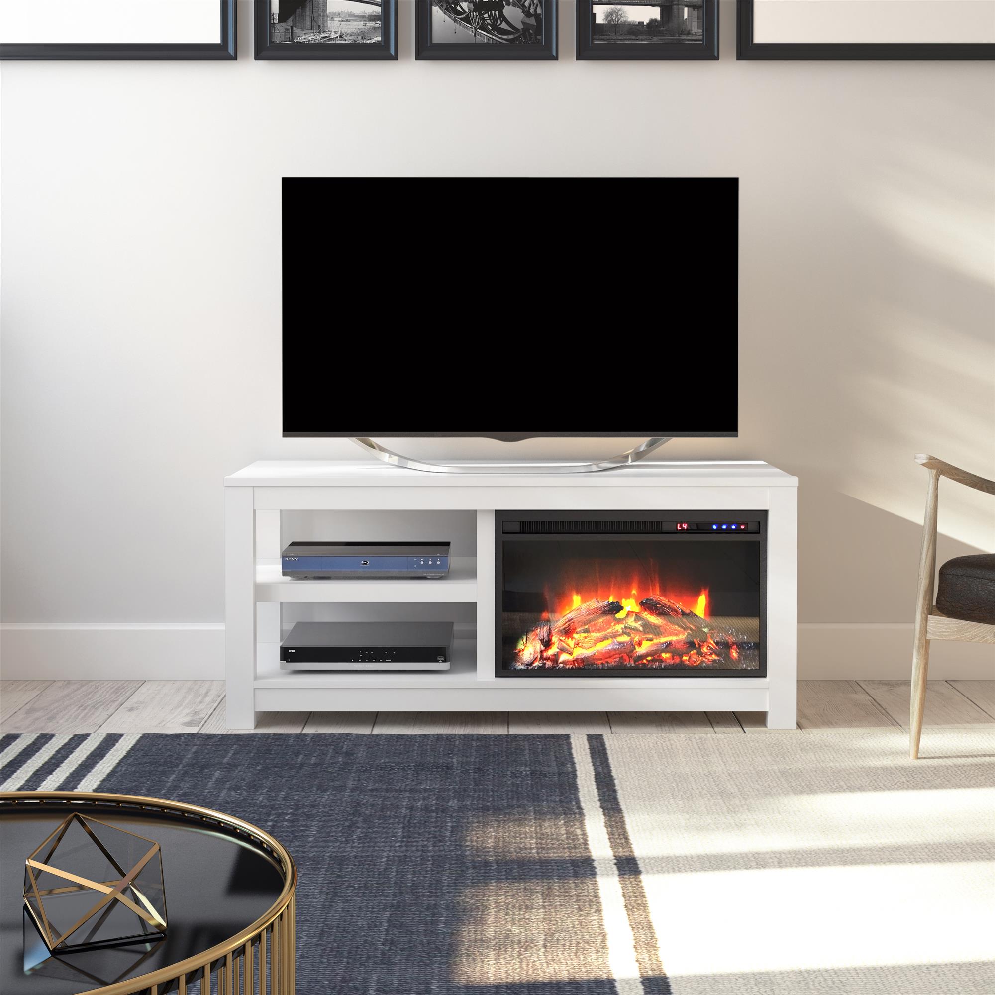 Ameriwood Home Glyndon Electric Fireplace TV Stand for TVs up to 55" White - image 2 of 7