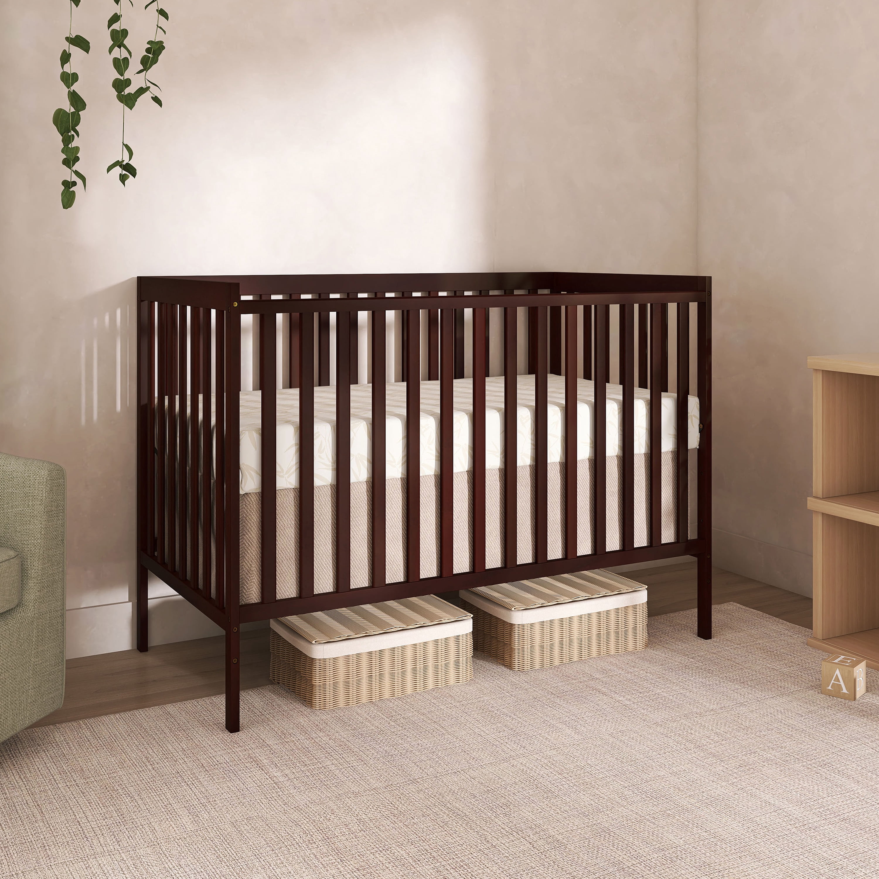 Dream On Me Synergy 5 in 1 Convertible Crib in Espresso, Greenguard Gold Certified
