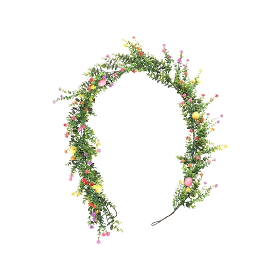 6FT Easter Egg Eucalyptus Garland, Spring Vine with Easter Eggs Flowers, Artificial Garlands Easters Decorations Spring Garland for Rustic Mantle Front Door Fireplace Wall Window Indoor Outdoor Home