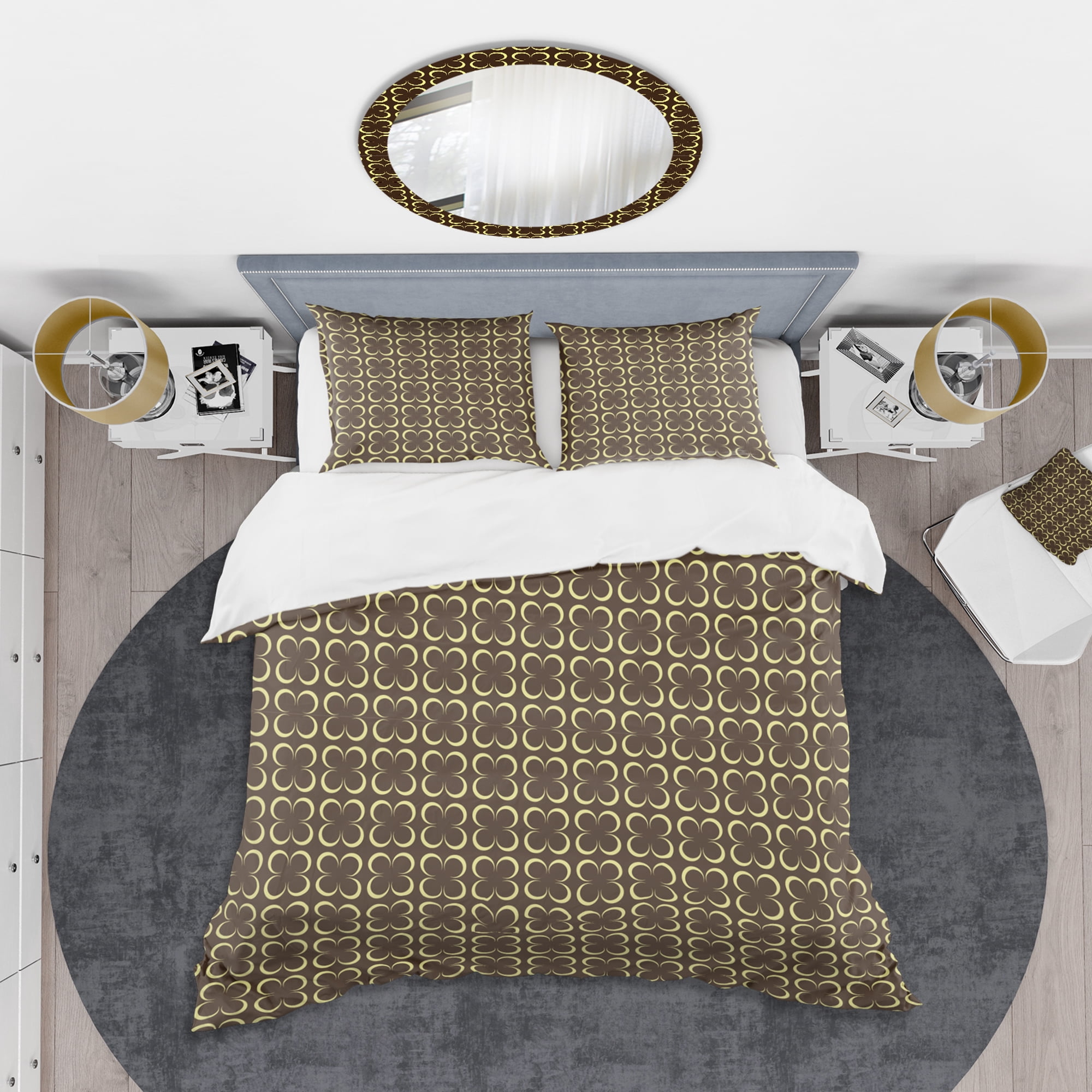 Designart 'Floral Retro Pattern II' Mid-Century Modern Duvet Cover Set