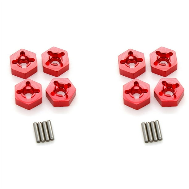 8x Adaptador Hexagonal de Cubo de Rueda Combinador de Metal de 12 mm para 104001 1/10 Accesorios de Piezas de Actualización de Coche RC, Rojo
