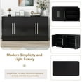 thumbnail image 5 of TUANLUO Black Buffet Sideboard Cabinet, Accent Cabinet with 4 Doors, Buffet Cabinet with Adjustable Shelves, Wood Storage Cabinet Furniture for Kitchen Dining Room Living Room, 60"L x 16"W x 32"H, 5 of 10