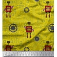 thumbnail image 1 of Soimoi Yellow polyester Crepe Fabric Cartoon Machine & Gear Parts Hardware Decor Fabric Printed Yard 42 Inch Wide, 1 of 3
