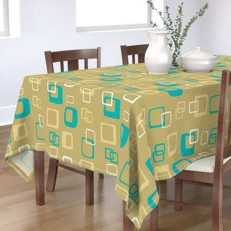 

Cotton Sateen Tablecloth 70 x 144 - Retro Geometric 1950S 1960S Fifties Mid Century Mod Abstract Large Print Custom Table Linens by Spoonflower