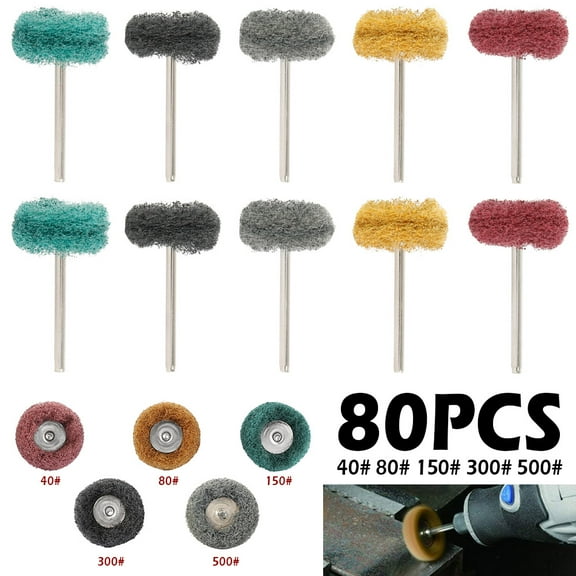 80Pcs Abrasive Wheel Buffing Polishing Wheel Abrasive Buffs Polishing Wheel Set 80 150 240 300Grit Abrasive Wheel