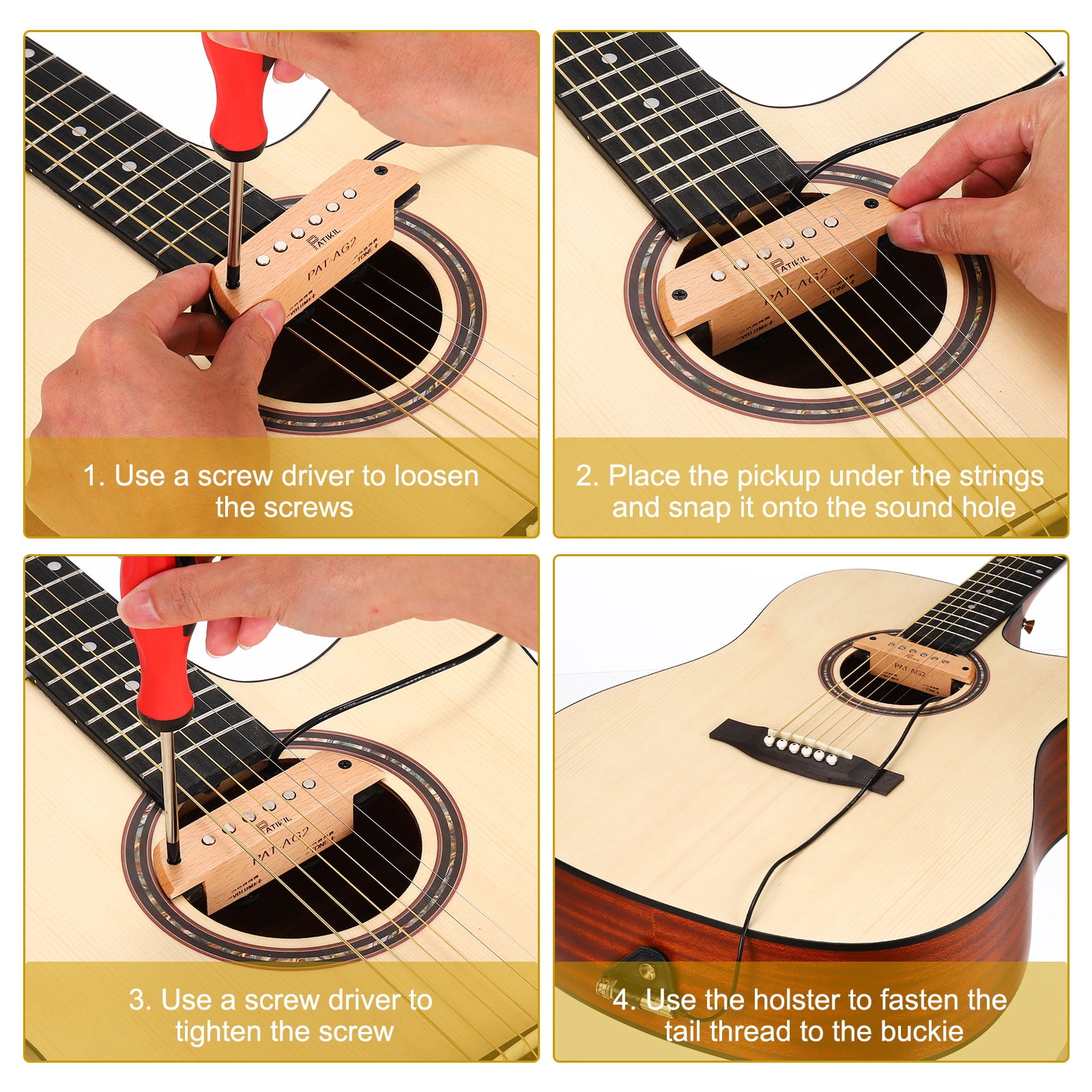 Uxcell Acoustic Guitar Pickup, Passive Guitar Pickups Volume Timbre Control