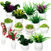 13 Pcs Mini Potted Plants Flowerpot Model Artificial Toy House Flowers Plastic