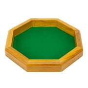 Wiz Dice 12" Felt-lined Octagon Wooden Dice Tray, Contains Rolls, Protects Dice