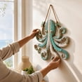 thumbnail image 2 of Distressed Wooden Octopus Wall Hanging with Weathered Blue White Finish, Rustic Coastal Nautical Wall Art for Indoor Home Decoration, Housewarming Birthday Gift for Mom Her, 1, 2 of 9
