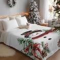 thumbnail image 3 of Christmas Snowman Flannel Blanket for Bed,Travel and Camping, Winter Christmas Tree Cardinal Grey Super Soft Cozy Blanket for All Seasons 50"x60", 3 of 9