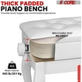 thumbnail image 6 of 5 Core Piano Bench Wooden Height Adjustable Stool Heavy Duty Keyboard Seat with Storage WHITE, 6 of 9