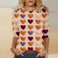thumbnail image 2 of Ltctricy Valentine's Day Shirts for Women Cute Fashion 3/4 Sleeve Crewneck Tops for Gifts Casual Comfy Pullover Blouse, 2 of 5