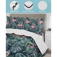 thumbnail image 4 of Quilts Twin Size Bedding Set, Pink Flamingo Lightweight Quilted Comforter, Summer Watercolor Tropical Green Palm Leaves Soft Reversible Bedspread Coverlet with Pillow Covers for All Season, 68" x 86", 4 of 7