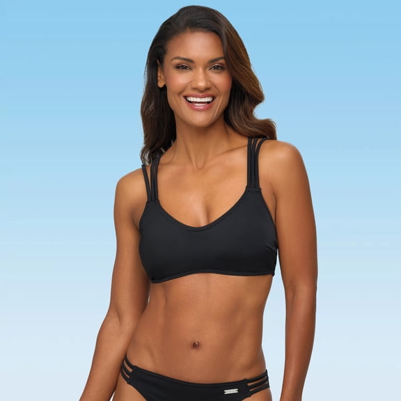 LASCANA Women's Strappy Scoop Bikini Swimsuit Top Bra Sizing Strap