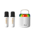 thumbnail image 1 of Mini Karaoke con 2 micrófonos inalámbricos para niños y adultos, altavoz Bluetooth portátil de juguete para niños y niñas (blanco), 1 of 8