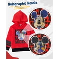 thumbnail image 2 of Disney Mickey Mouse Toddler Boys’ Outfit Set - Two Piece Red Hoodie Sweatshirt with Holographic Patch & Stripe Jogger Pants (Red, 3T), 2 of 5