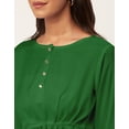 thumbnail image 3 of Moomaya Solid Tie-Up Tops For Women, Quarter Sleeves Round Neck Casual Viscose Top, 3 of 6