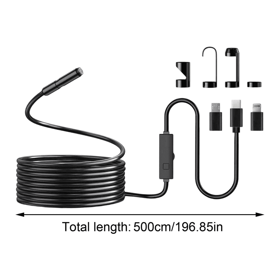 Endoscope Camera with Light,1920P HD Borescope Tools with 8 Adjustable LED Lights, Endoscope with Semi-Rigid Snake Camera, IP67 Waterproof Inspection Borescope for iOS and Android-16.4ft