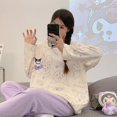 thumbnail image 2 of Pijama de manga larga Sanrio Kuromi Cinnamoroll Y2k para mujer, traje de cuello redondo fino, ropa de casa de dibujos animados de Anime, otoño, 2 of 4