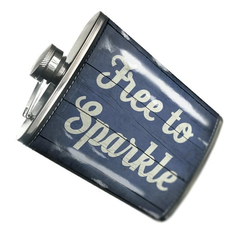 

NEONBLOND Flask Free to Sparkle Fourth of July Blue and White Wood Planks
