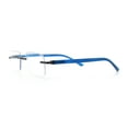 thumbnail image 7 of Luxury Light Weight Rimless Spring Hinge Narrow Rectangle Reading Glasses Gunmetal Blue +3.0, 7 of 7