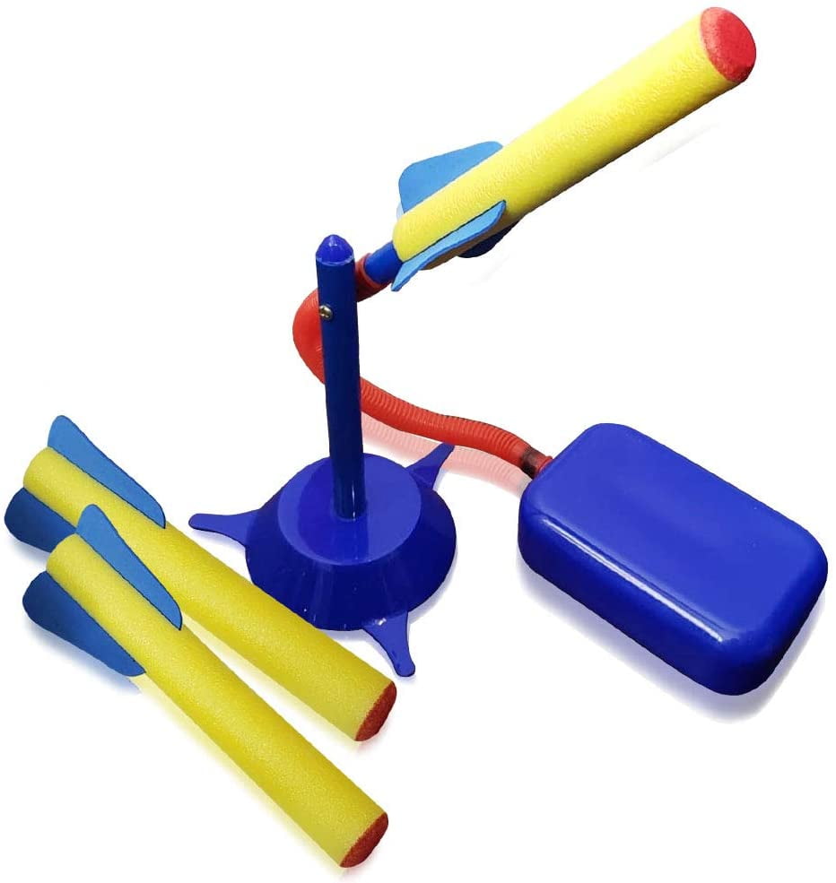 TOYSIE Air Rocket Blaster Set Includes Pump, Launch Pad and 3 Foam