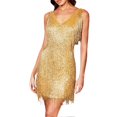 thumbnail image 1 of Summer Sexy Deep V Backless Tassels Mini Dress Women Glitter Night Clubwear Party Prom Evening Bodycon Dresses Robe De Soiree, 1 of 5