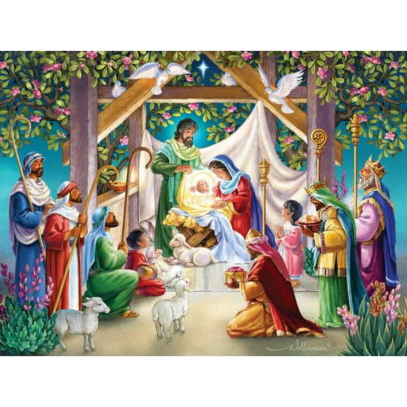 Vermont Christmas Company Magi at the Manger - 550 Piece Jigsaw Puzzle