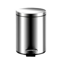 Small Can, Round Stainless Steel Garbage Bin with Soft Close Lid & Step Foot Pedal, Metal Waste Basket with Removable Inner Bucket, Stainless
