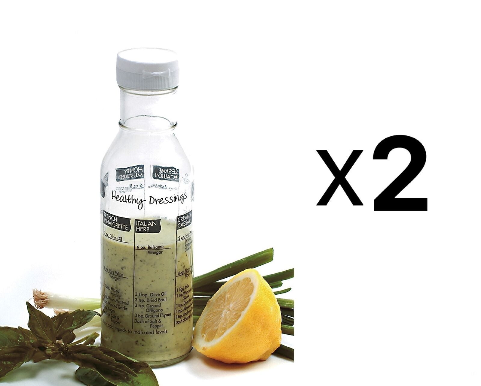 Norpro Glass Salad Dressing Shaker Maker Mixer Bottle Cruet & Recipes 2