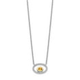 thumbnail image 4 of Auriga Fine Jewelry 14K White Gold 4x3 mm Oval Citrine and Diamond Necklace for Women 18", 4 of 5